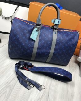 Мужская спортивная сумка Louis Vuitton кожа синяя фото