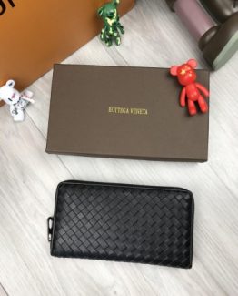 Бумажник брендовый Bottega Veneta черный 000.4647 фото