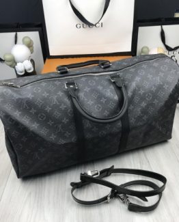 Мужская дорожная сумка Louis Vuitton кожаная серая фото