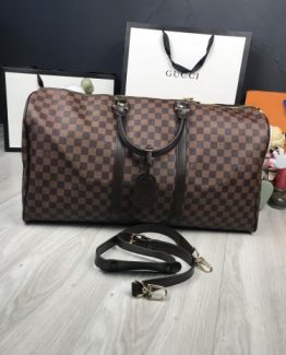 Мужская дорожная сумка Louis Vuitton кожаная коричневая фото