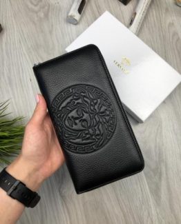 Мужской кошелек на молнии Versace черный кожа 000.4073 фото