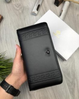 Мужской кошелек на молнии Versace черный 000.4069 фото