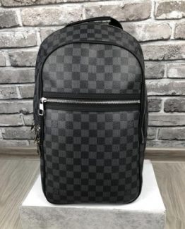 Мужской рюкзак Louis Vuitton серый кожаный 000.4430 фото