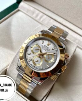 Механические мужские часы Rolex Cosmograph Daytona Gold White AAA