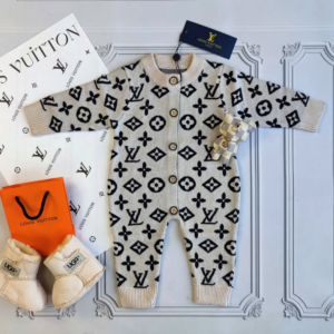 Комплект детский бежевый теплый ромпер Louis Vuitton для новорожденных