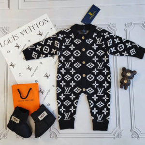 Комплект детский черный теплый ромпер Louis Vuitton для новорожденных